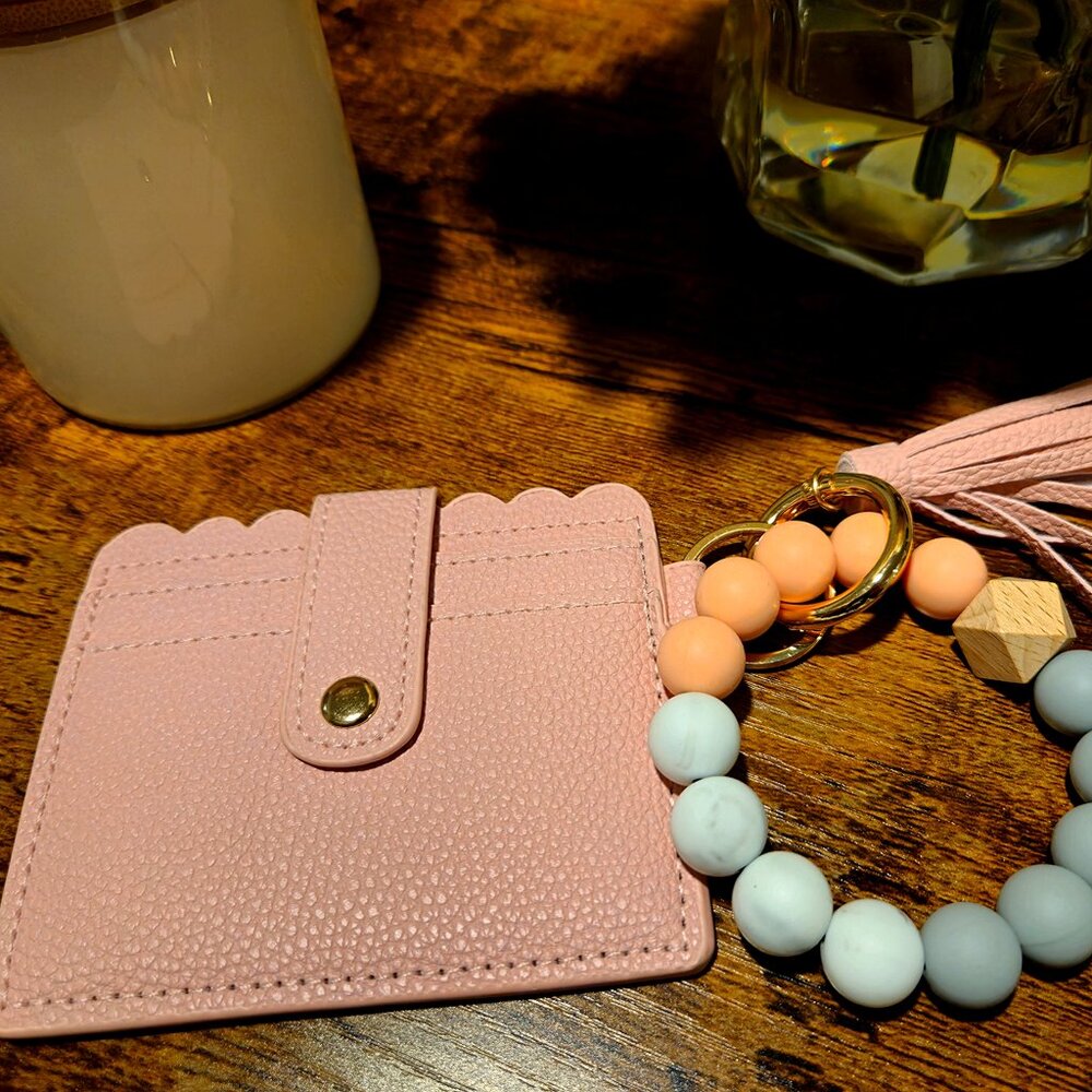 Pink Bangle Wallet, Beaded Wallet, Silicone Wristlet, Women’s Wallet, Wristlet